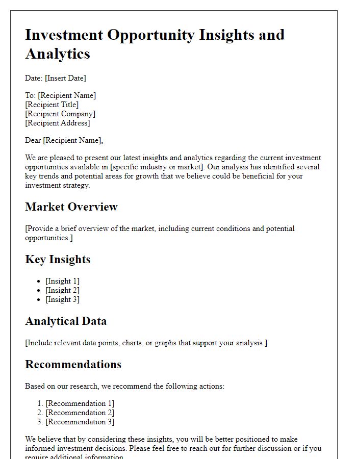 Letter template of investment opportunity insights and analytics