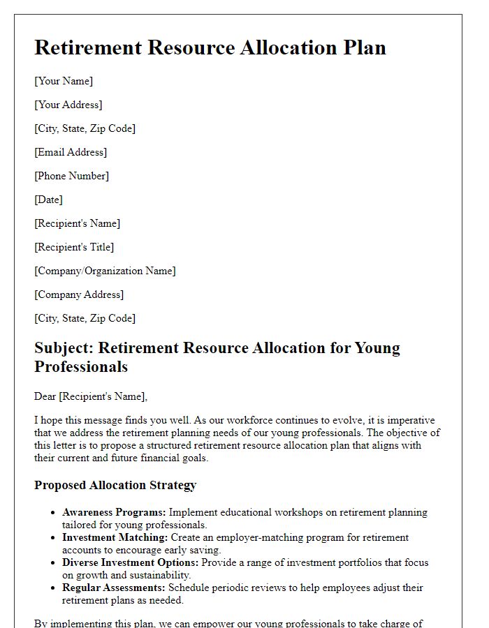 Letter template of retirement resource allocation for young professionals