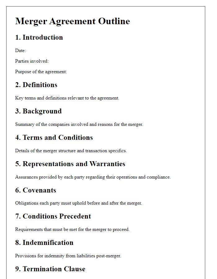 Letter template of merger agreement outline
