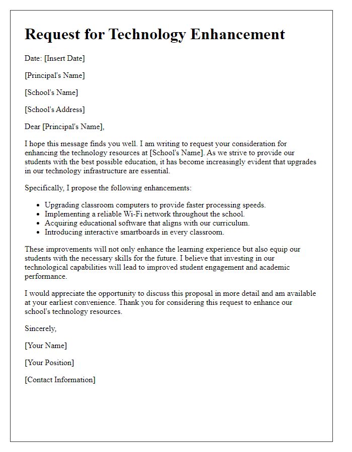 Letter template of request for school technology enhancement