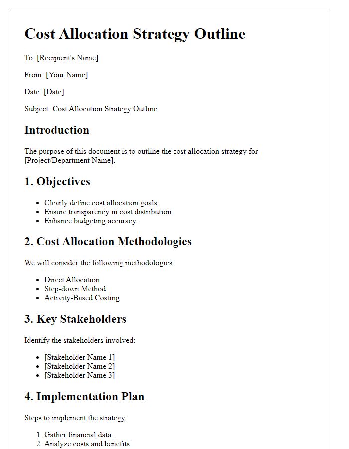 Letter template of cost allocation strategy outline