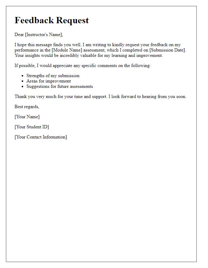 Letter template of Feedback Request for Module Assessment