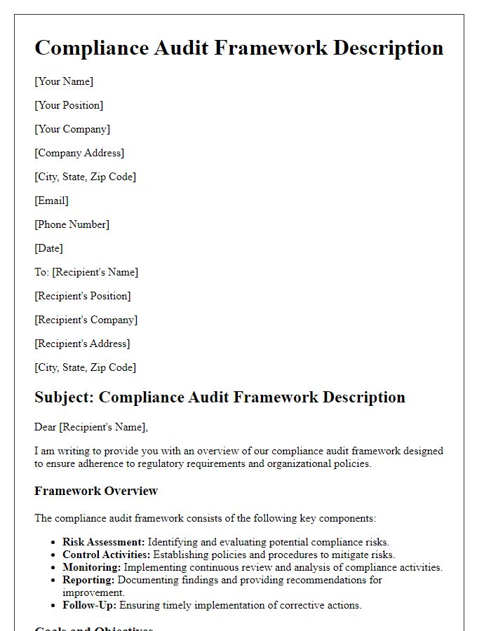 Letter template of compliance audit framework description