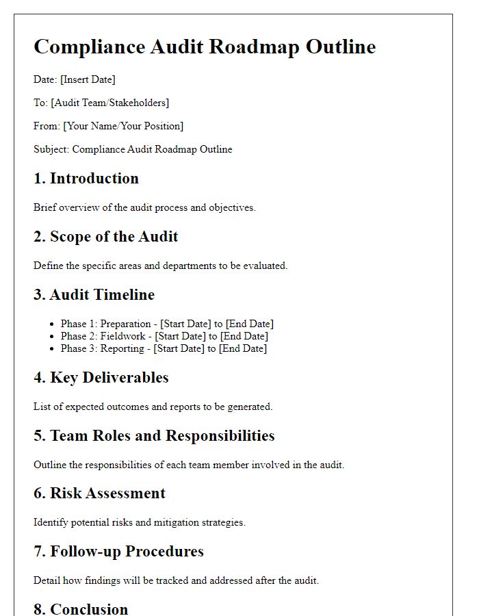 Letter template of compliance audit roadmap outline