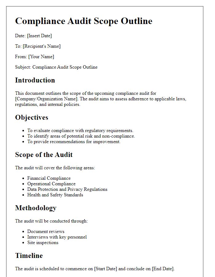 Letter template of compliance audit scope outline