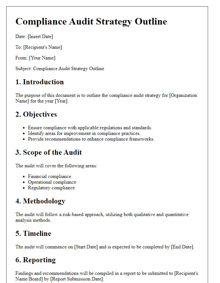 Letter template of compliance audit strategy outline