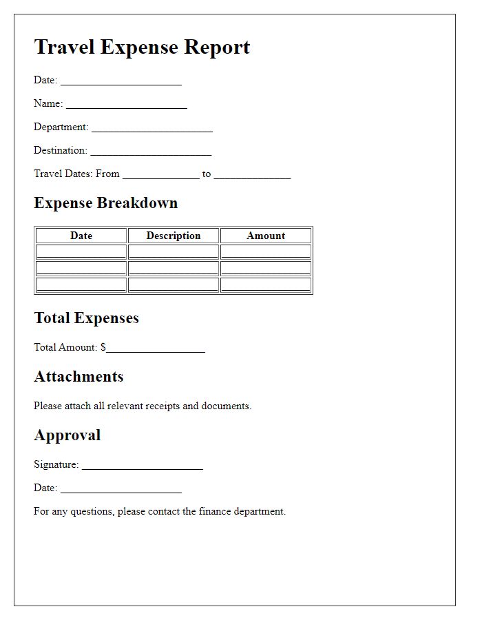 Letter template of travel-related expense reporting standards