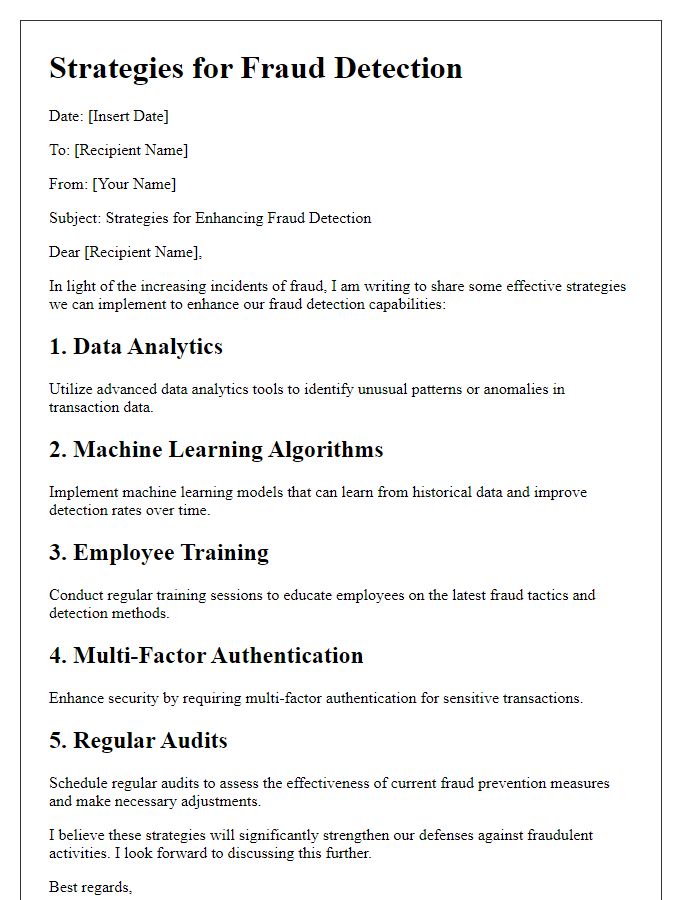 Letter template of strategies for fraud detection.