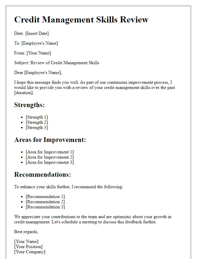 Letter template of credit management skills review