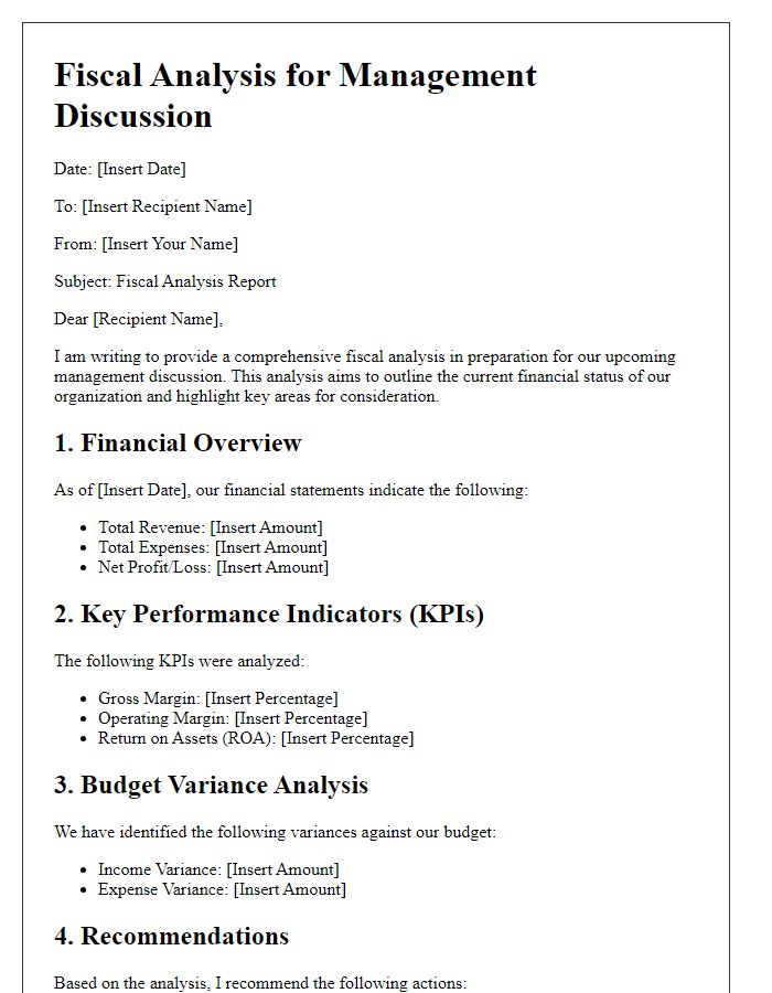 Letter template of fiscal analysis for management discussion