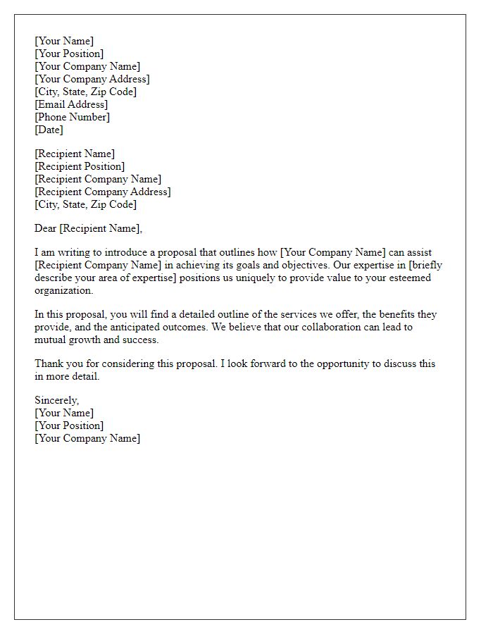 Letter template of formal business proposal introduction