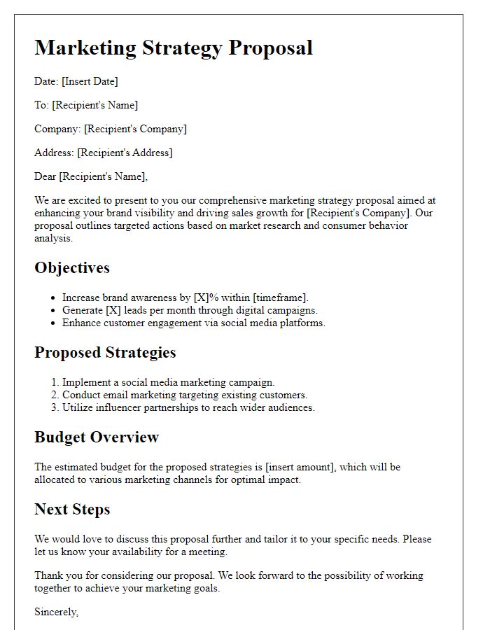 Letter template of marketing strategy proposal