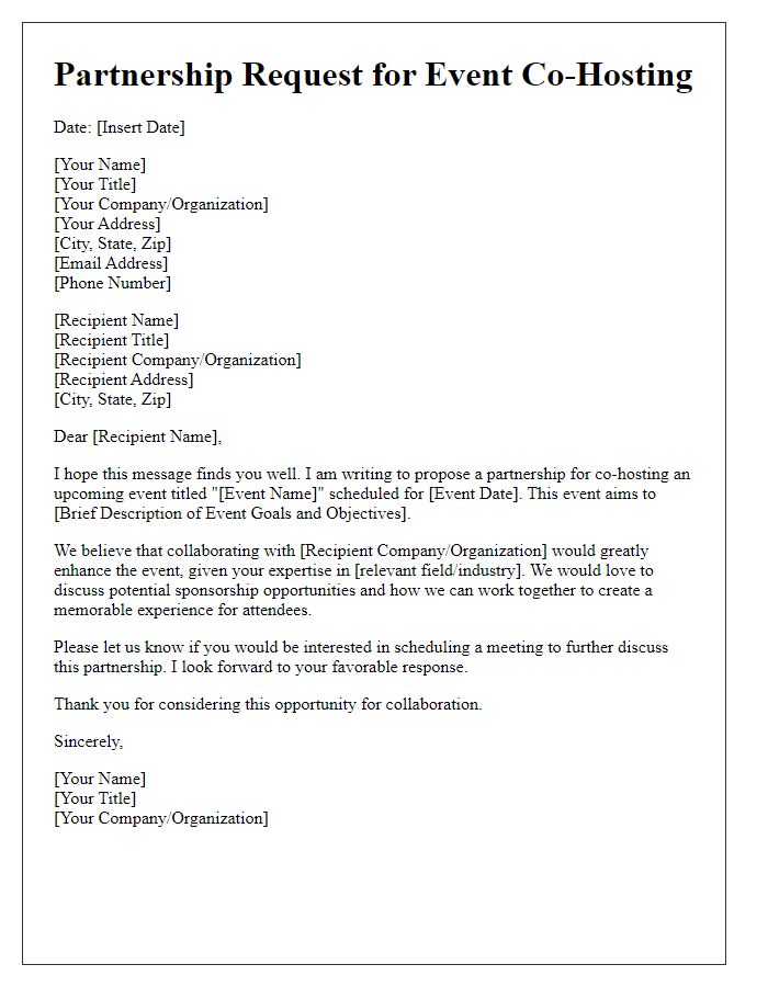 Letter template of partnership request for event co-hosting