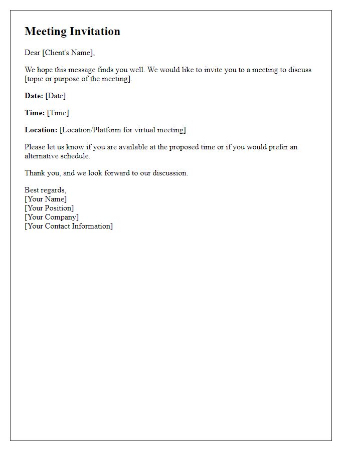 Letter template of client meeting invitation