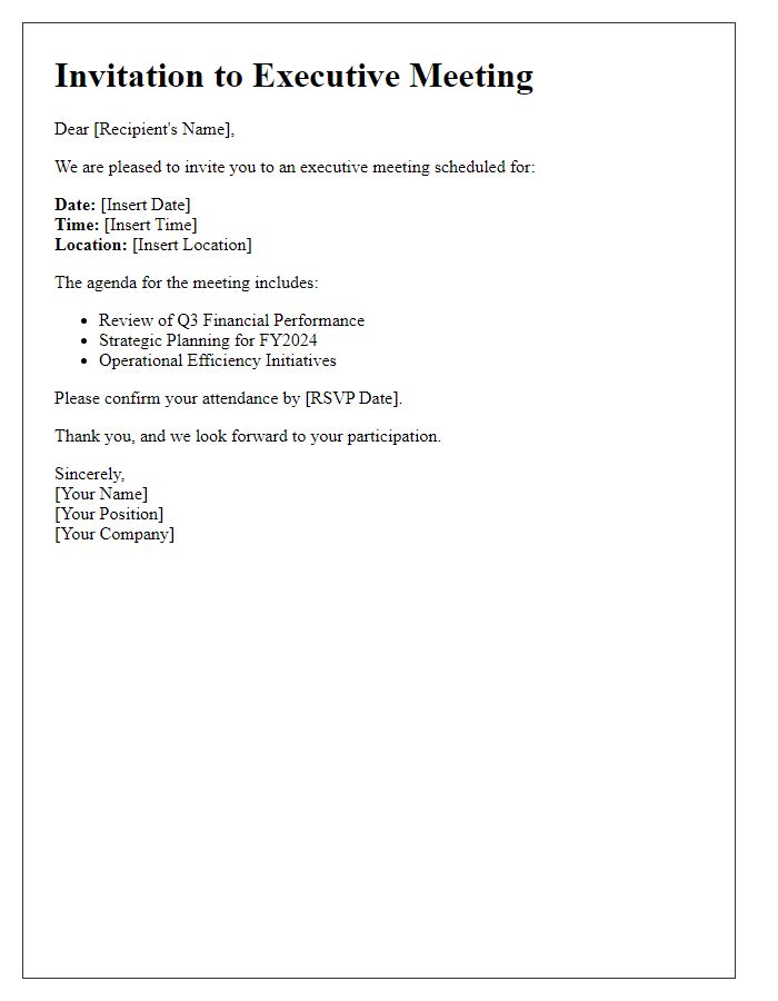 Letter template of executive meeting invitation