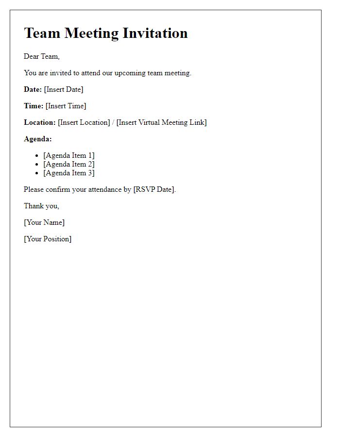 Letter template of team meeting invitation