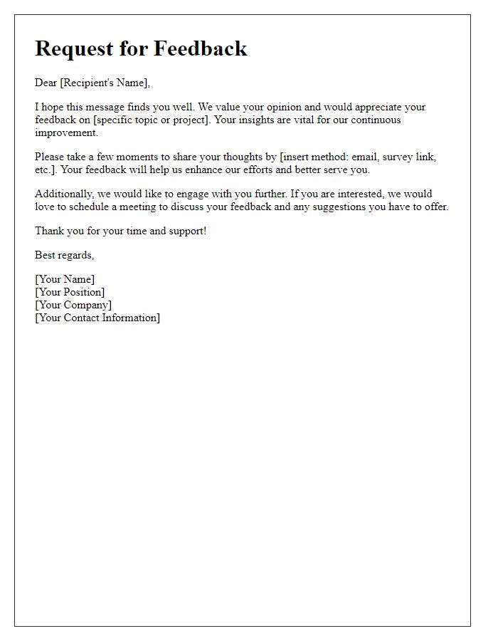 Letter template of Feedback Request and Engagement