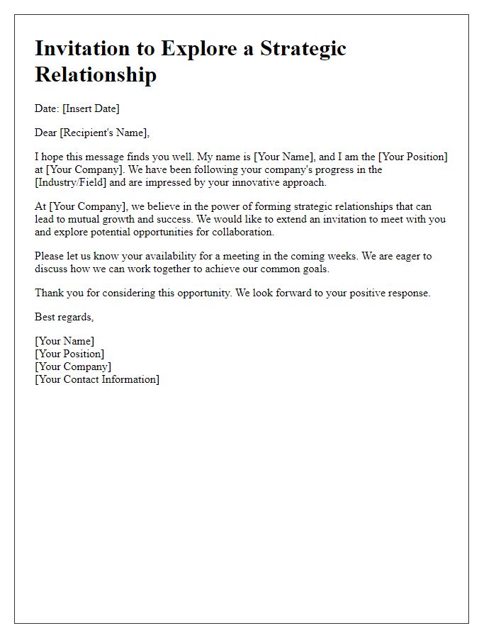 Letter template of strategic relationship invitation