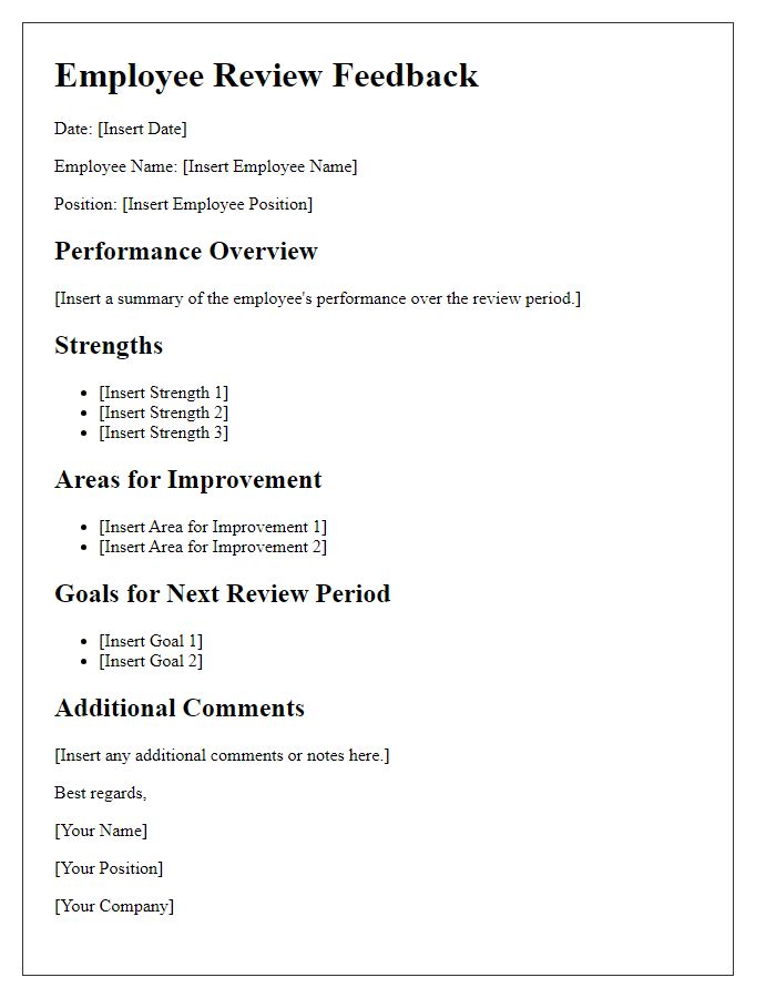 Letter template of employee review feedback