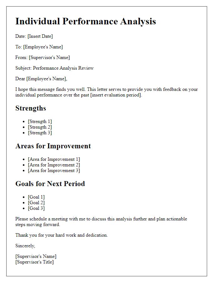 Letter template of individual performance analysis