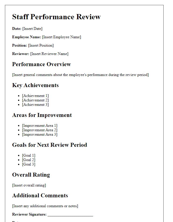 Letter template of staff performance review