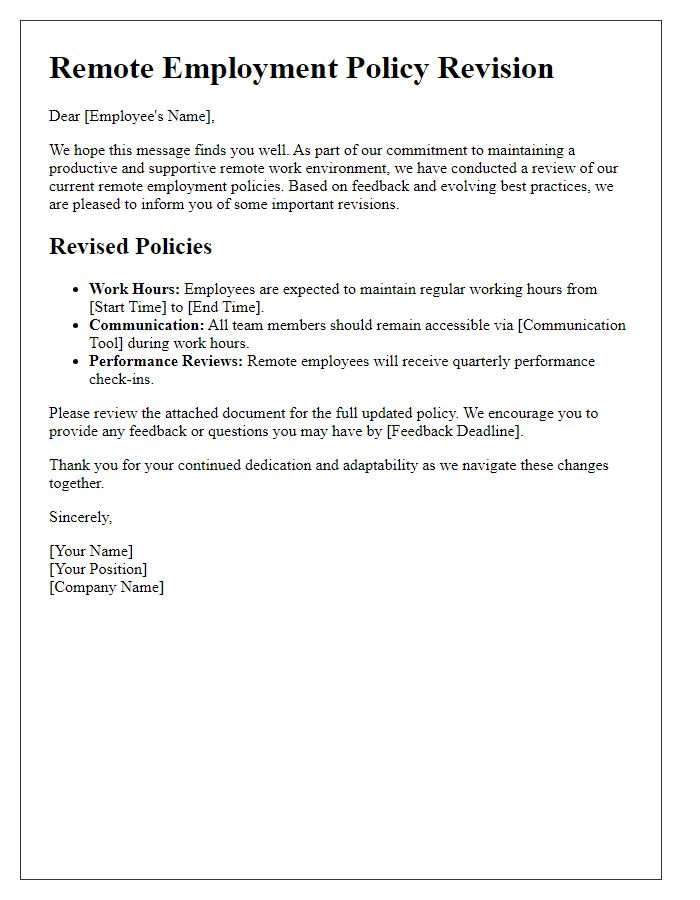 Letter template of remote employment policy revision