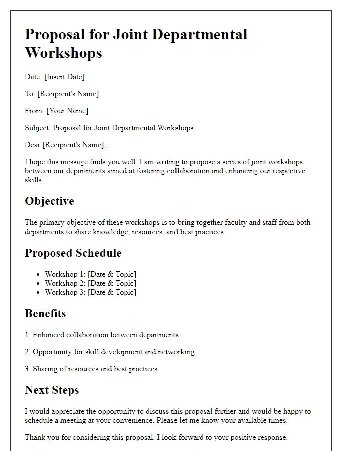 Letter template of proposal for joint departmental workshops