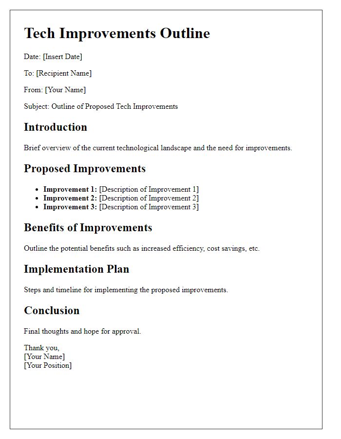 Letter template of tech improvements outline