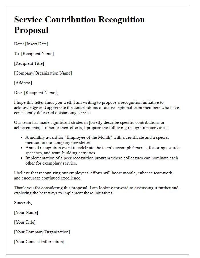 Letter template of Service Contribution Recognition Proposal