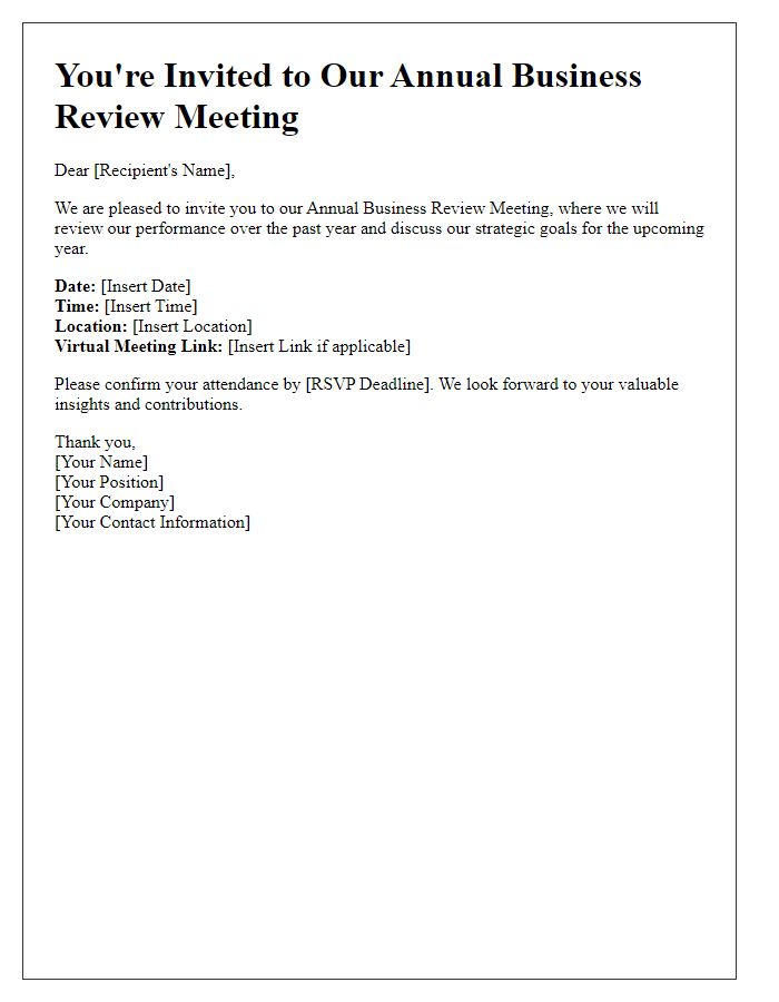 Letter template of Annual Business Review Meeting Invitation