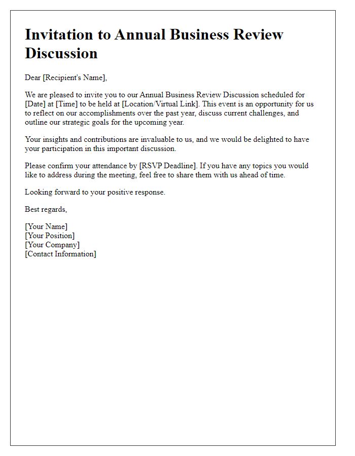 Letter template of Call to Join Annual Business Review Discussion