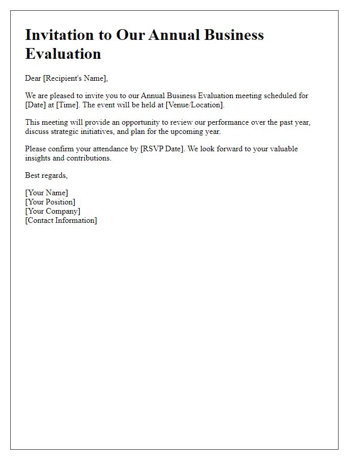 Letter template of Invitation to Our Annual Business Evaluation