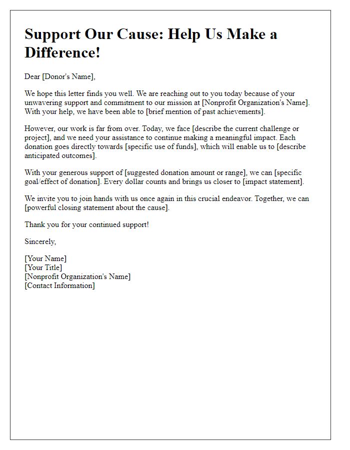 Letter template of compelling nonprofit donation request