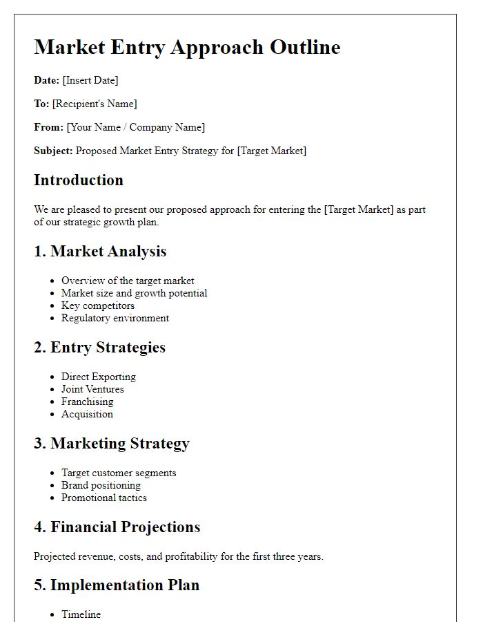 Letter template of market entry approach outline