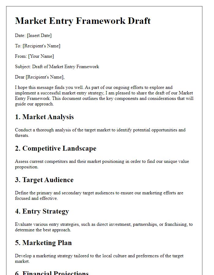 Letter template of market entry framework draft