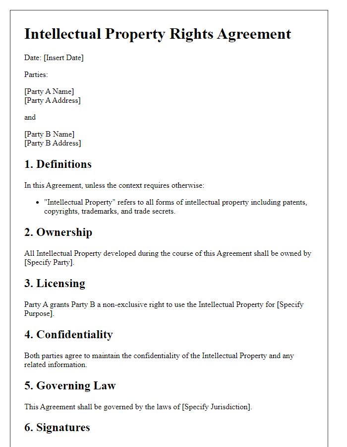 Letter template of Intellectual Property Rights Agreement