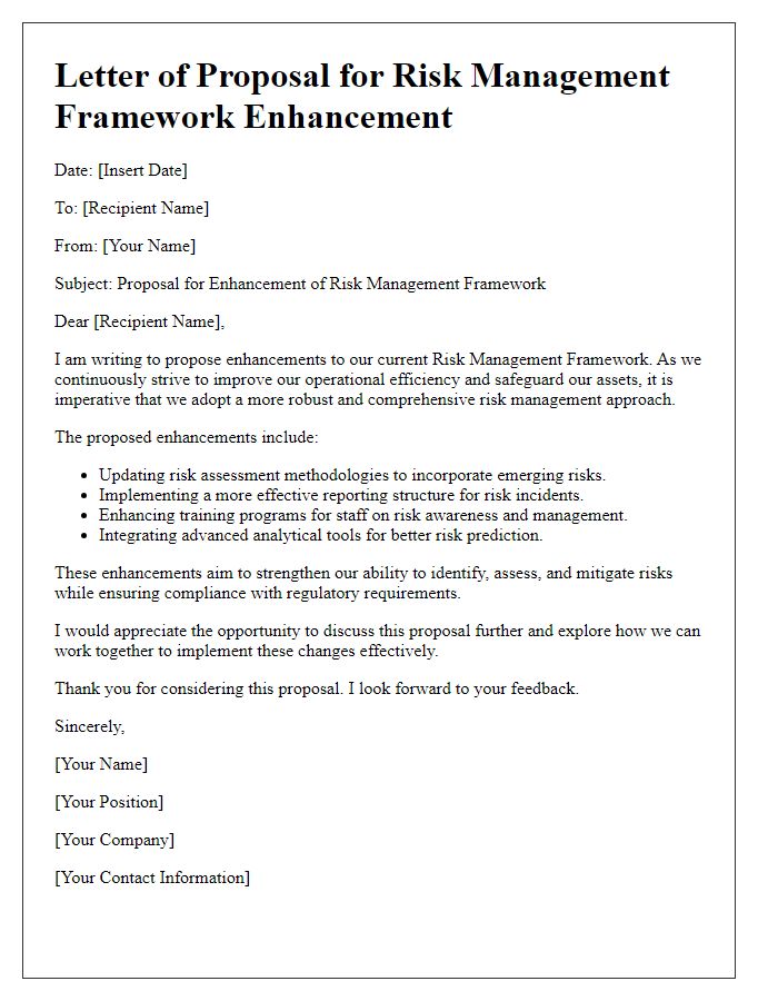 Letter template of risk management framework enhancement