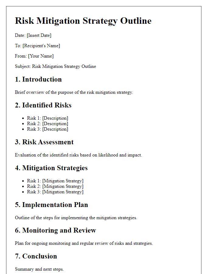 Letter template of risk mitigation strategy outline