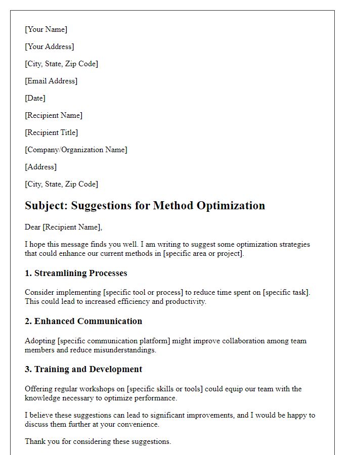 Letter template of method optimization suggestions