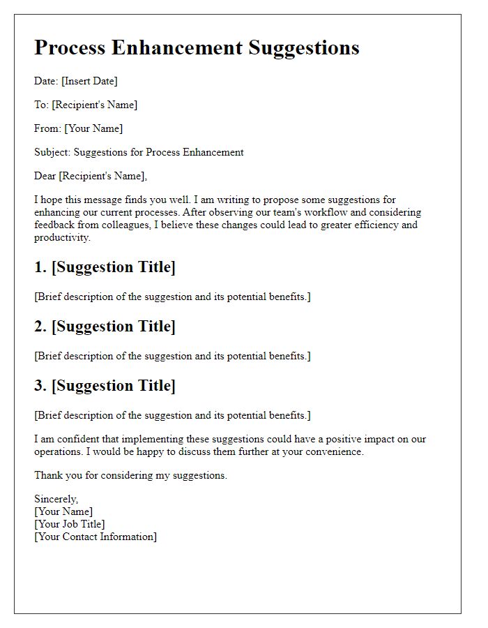 Letter template of process enhancement suggestions