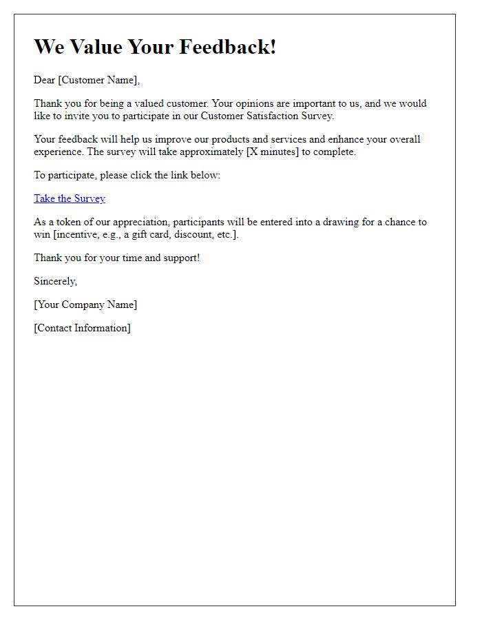 Letter template of customer satisfaction survey participation invitation