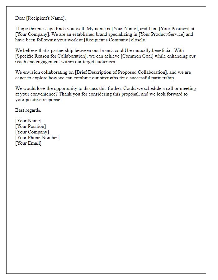 Letter template of Collaboration Request for Brand Partnership