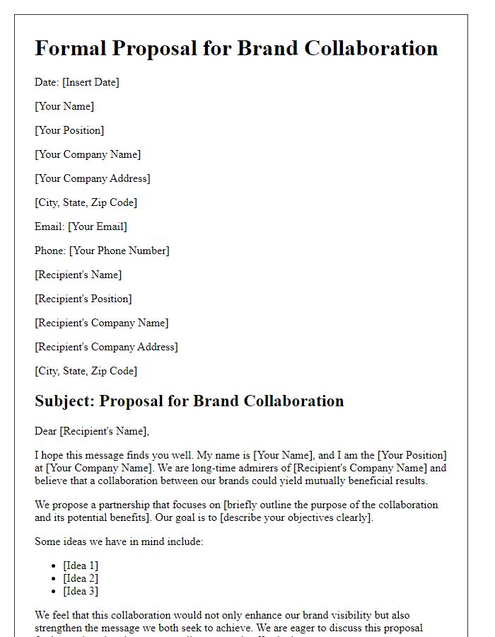 Letter template of Formal Proposal for Brand Collaboration