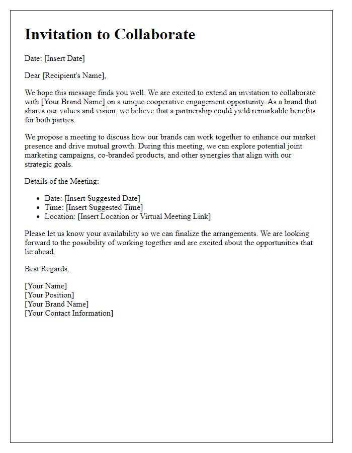 Letter template of Invitation for Brand Cooperative Engagement