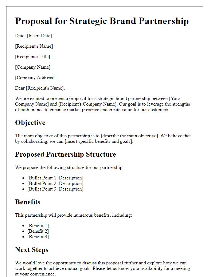 Letter template of Proposal for Strategic Brand Partnership