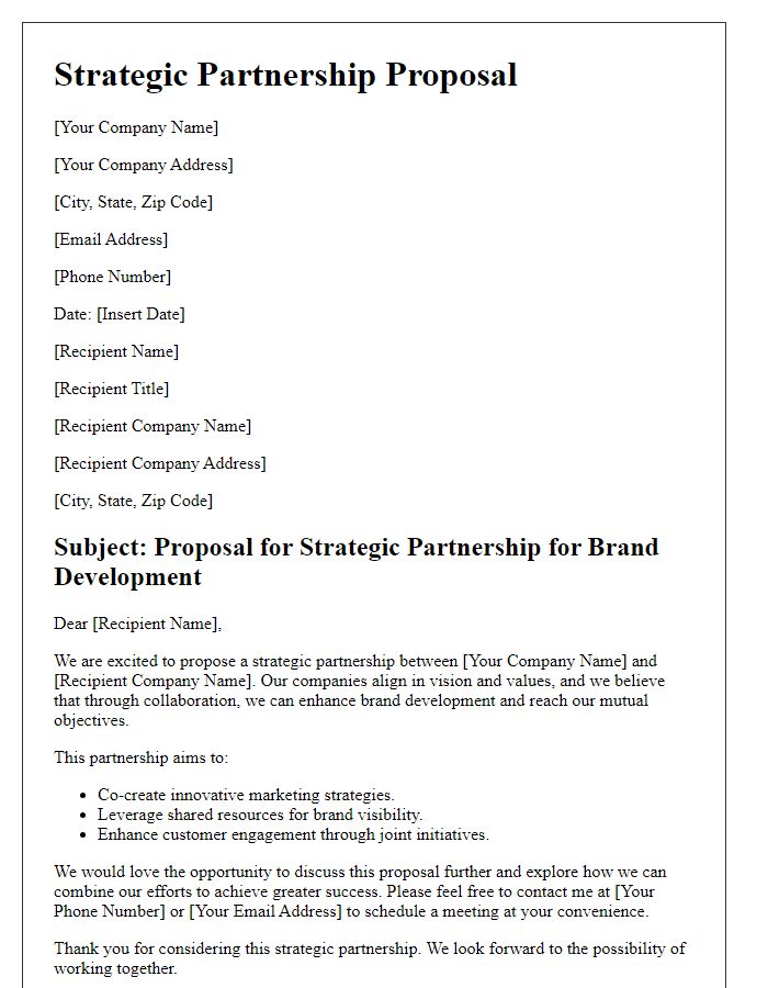 Letter template of Strategic Partnership for Brand Development