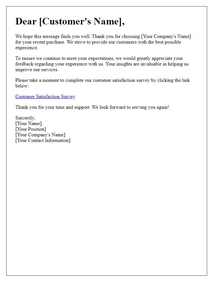 Letter template of customer satisfaction feedback request
