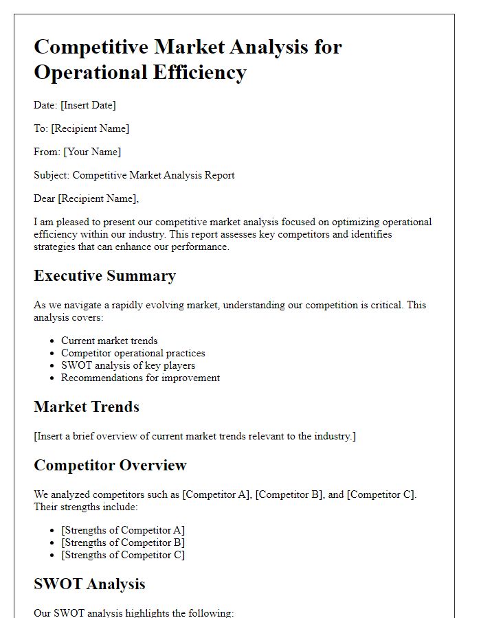 Letter template of competitive market analysis for operational efficiency.