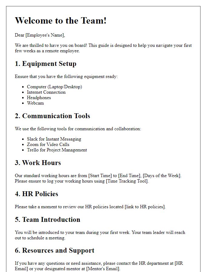 Letter template of Work-from-Home Onboarding Guide