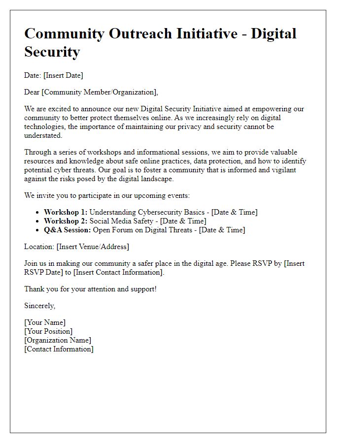 Letter template of digital security initiative for community outreach